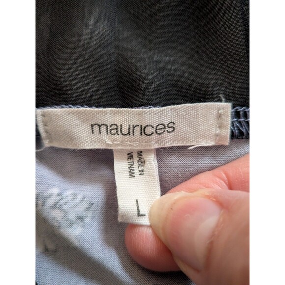 Maurices Top Womens L Floral Lace Split Neck Sleeveless Blue Black Tank Romantic - Picture 3 of 11